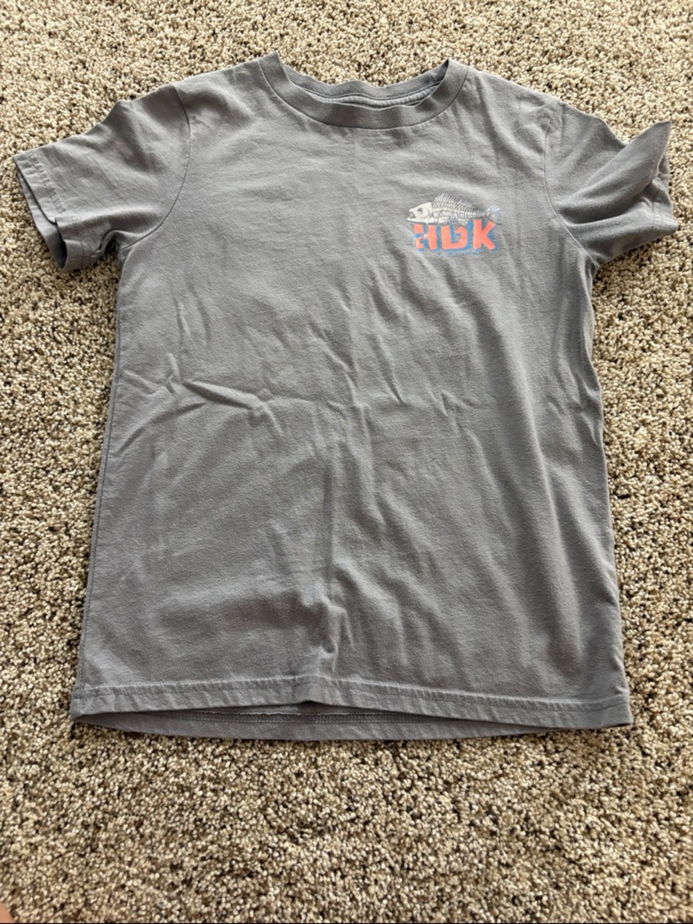 Huk Kids Short Sleeve Tee in Gray with Coral Logo